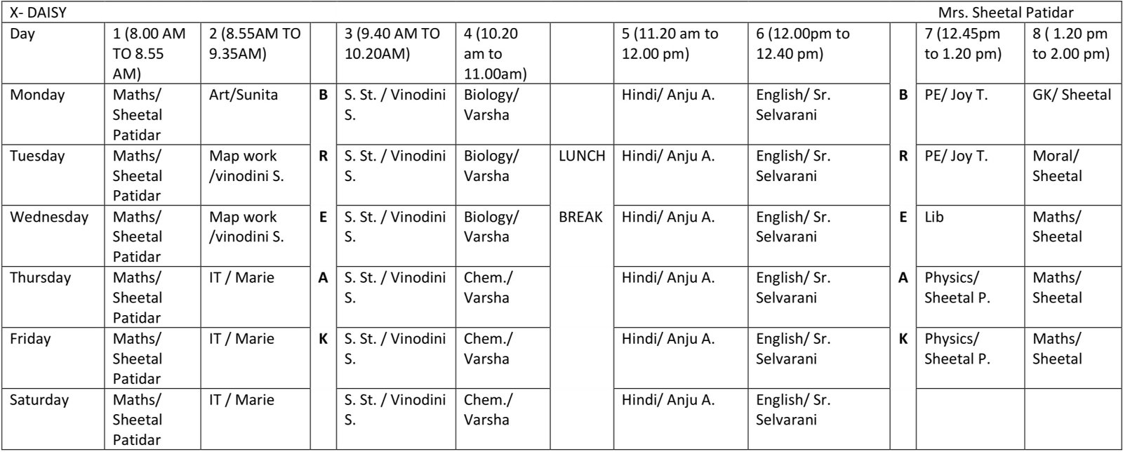 Time Table 2024-25